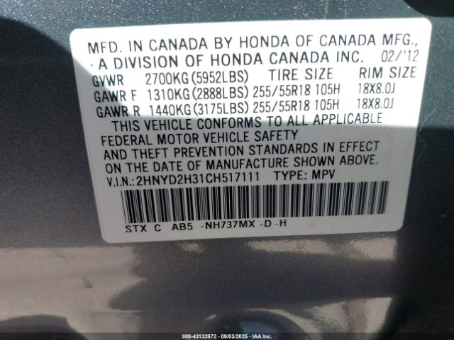 2012 ACURA MDX 2HNYD2H31CH517111 Photo 8