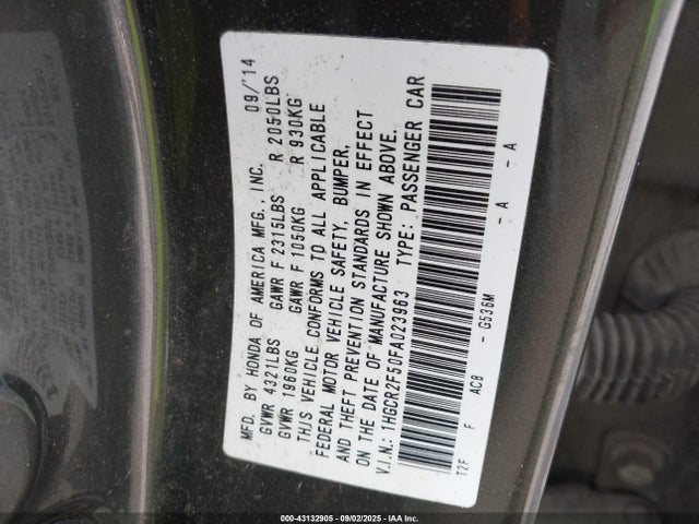 1HGCR2F50FA023963 Honda k24w1