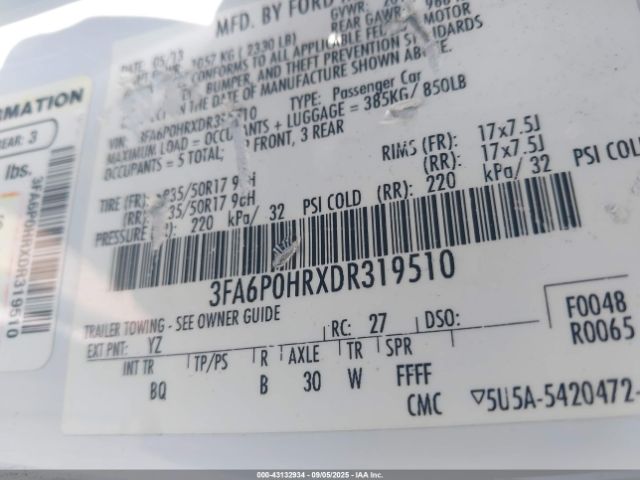 2013 FORD FUSION 3FA6P0HRXDR319510 Photo 8