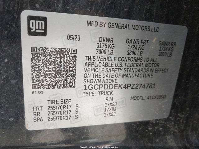 1GCPDDEK4PZ274781 Chevrolet l3b