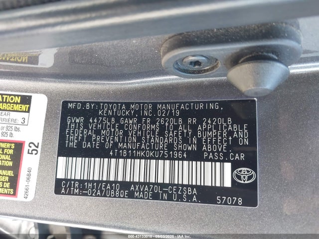 4T1B11HK0KU751964 Toyota a25a-fks