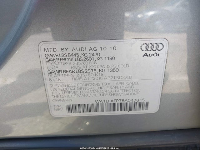 2011 AUDI Q5 WA1LFAFP7BA047815 Photo 8
