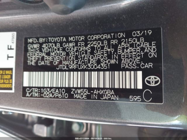 2019 TOYOTA PRIUS JTDL9RFUXK3004351 Photo 8