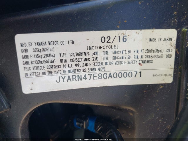 Yamaha Mtm850 (xsr900) 2016 JYARN47E8GA000071 Image 10