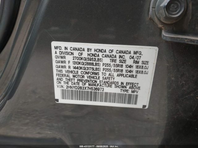2007 ACURA MDX 2HNYD283X7H536973 Photo 8