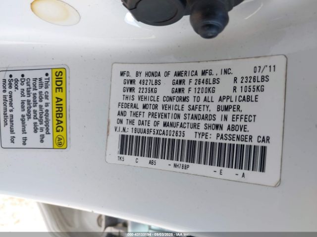 2012 ACURA TL 19UUA9F5XCA002635 Photo 8