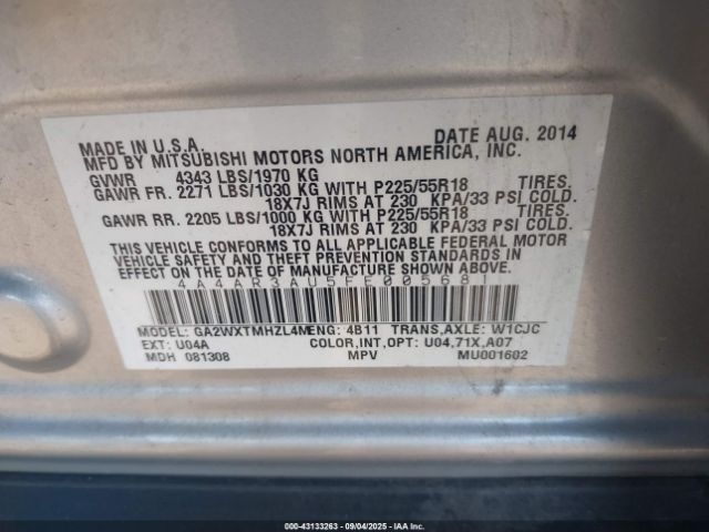 2015 MITSUBISHI OUTLANDER SPORT 4A4AR3AU5FE005681 Photo 8