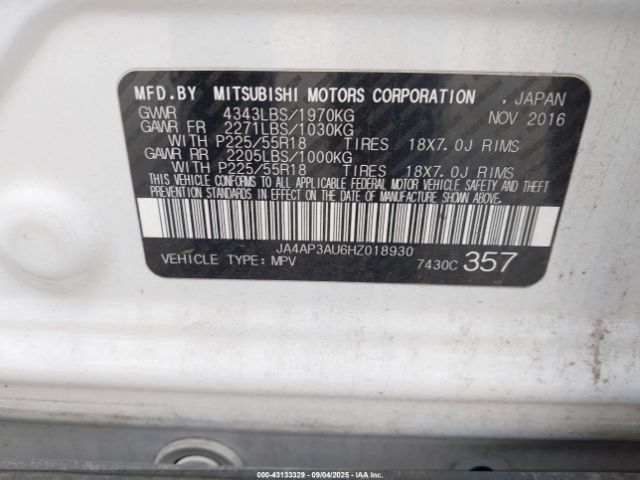 2017 MITSUBISHI OUTLANDER SPORT JA4AP3AU6HZ018930 Photo 8