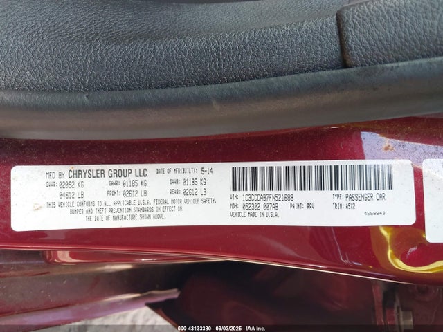 Chrysler 200 2015 1C3CCCAB7FN521688 Image 9