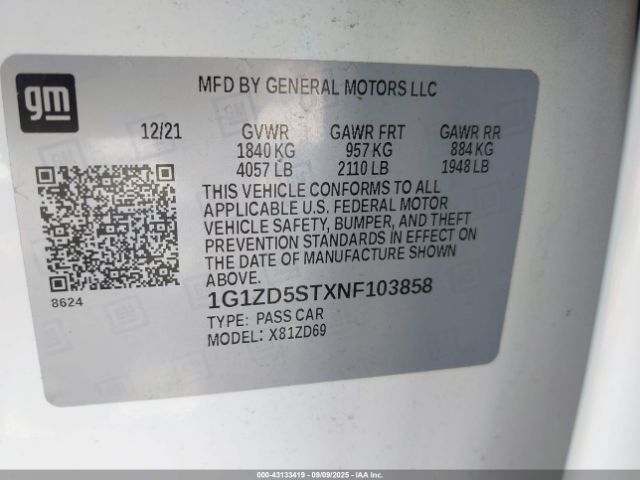 2022 CHEVROLET MALIBU 1G1ZD5STXNF103858 Photo 8