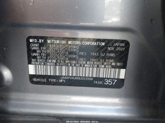 2022 MITSUBISHI OUTLANDER SPORT JA4APVAU6NU003994 Photo 8