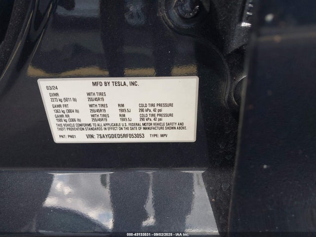 2024 TESLA MODEL Y 7SAYGDED5RF053053 Photo 8