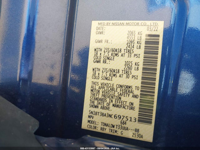 Nissan 2022 2022 5N1BT3BA3NC697513 Image 9