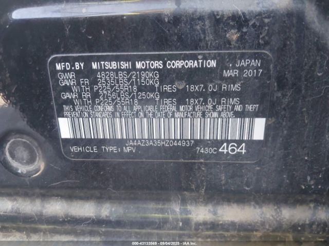 2017 MITSUBISHI OUTLANDER JA4AZ3A35HZ044937 Photo 8