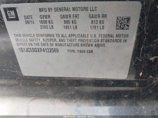 1G1JC5SGXF4122569 Chevrolet lwe