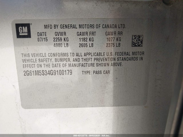2016 CADILLAC XTS 2G61M5S34G9100179 Photo 8