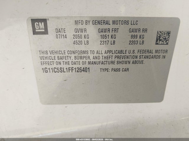 Chevrolet lkw 2015 1G11C5SL1FF126401 Image 9