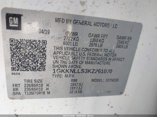 2019 GMC ACADIA 1GKKNLLS3KZ261070 Photo 8