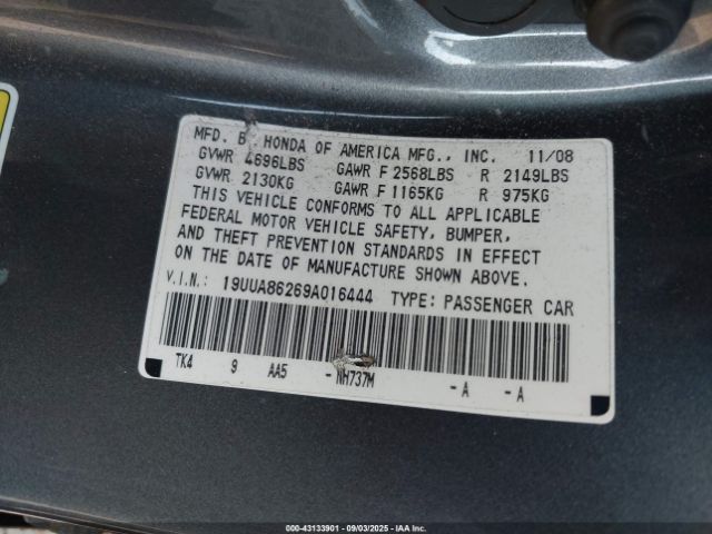 2009 ACURA TL 19UUA86269A016444 Photo 8
