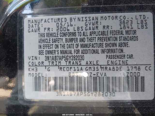3N1AB7AP5GY282030 Nissan 2016