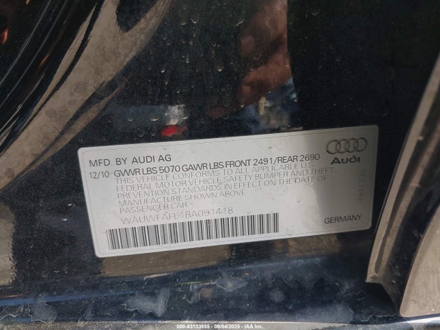 2011 AUDI A4 WAUWFAFL1BA091418 Photo 8