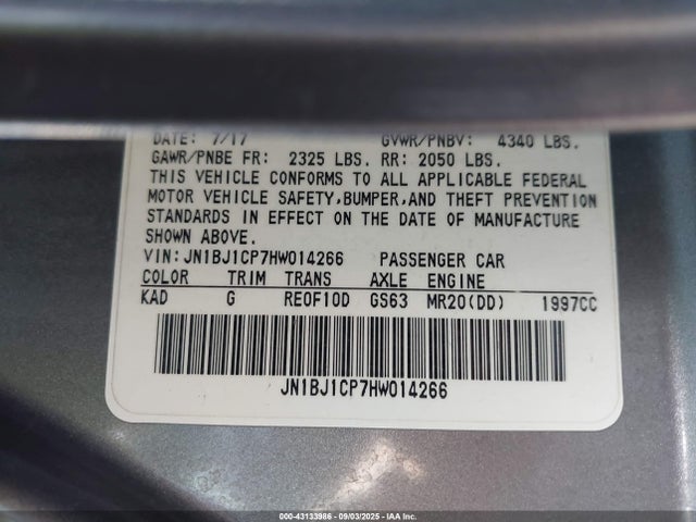 JN1BJ1CP7HW014266 Nissan 2017