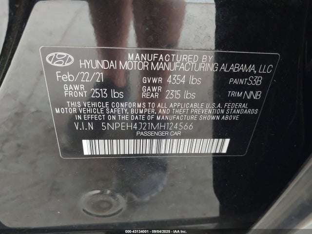 5NPEH4J21MH124566 Hyundai t-gdi gamma ii