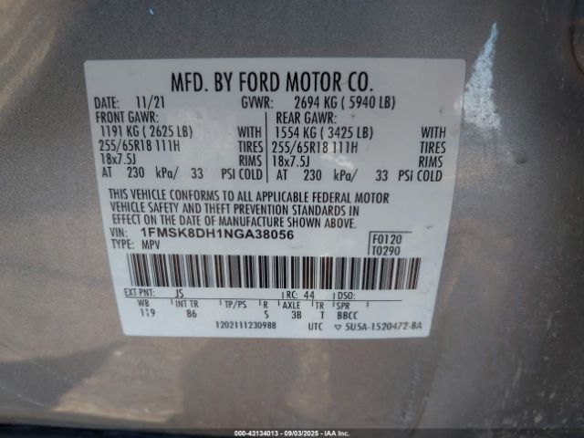 2022 FORD EXPLORER 1FMSK8DH1NGA38056 Photo 8