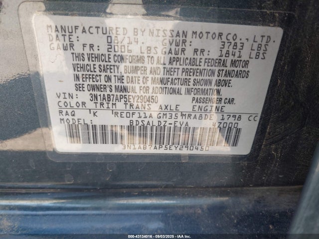 3N1AB7AP5EY290450 Nissan 2014