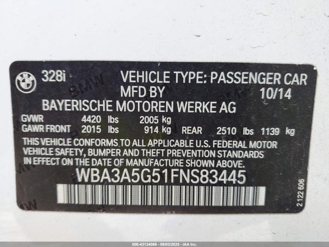 WBA3A5G51FNS83445 BMW 328I