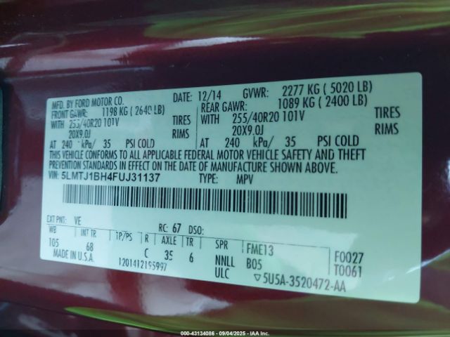 2015 LINCOLN MKC 5LMTJ1BH4FUJ31137 Photo 8