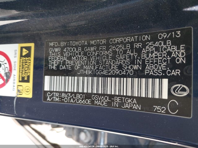 Lexus 2gr-fe 2014 JTHBK1GG4E2090470 Image 9