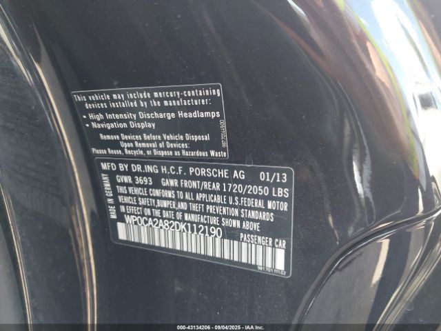 2013 PORSCHE BOXSTER WP0CA2A82DK112190 Photo 8