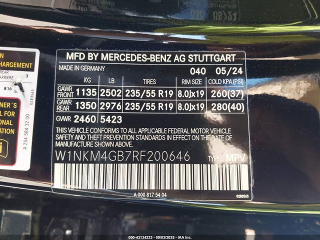W1NKM4GB7RF200646 Mercedes-Benz m254
