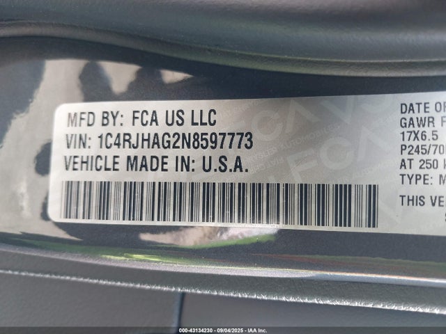 1C4RJHAG2N8597773 Jeep 2022