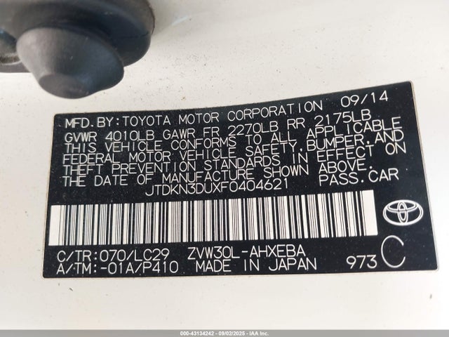 JTDKN3DUXF0404621 Toyota 2zr-fxe+3jm