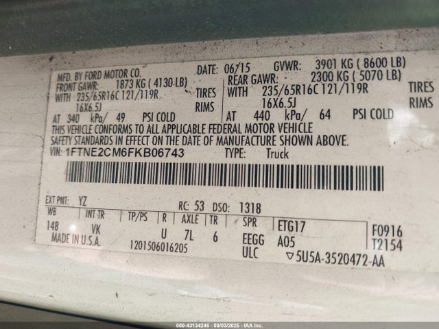 Ford 2015 2015 1FTNE2CM6FKB06743 Image 9