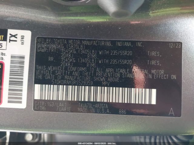 2024 TOYOTA HIGHLANDER 5TDKDRAH3RS529359 Photo 8