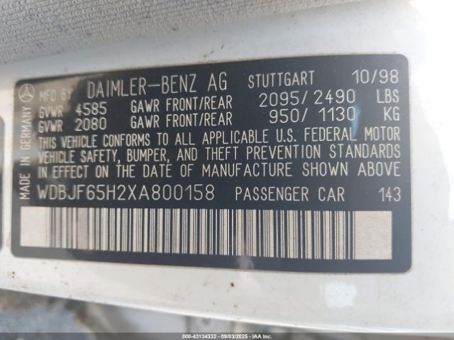 1999 MERCEDES-BENZ E 320 WDBJF65H2XA800158 Photo 8