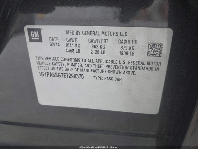 1G1PA5SG7E7290375 Chevrolet lwe