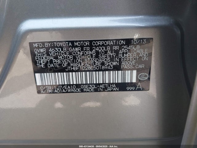 Lexus 4gr-fse 2014 JTHBF1D28E5018943 Image 9