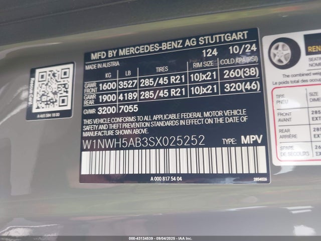 W1NWH5AB3SX025252 Mercedes-Benz m177