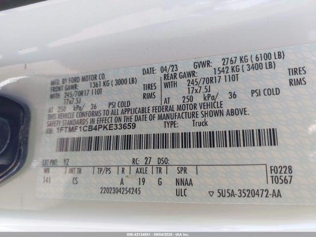 Ford tivct 2023 1FTMF1CB4PKE33659 Image 9