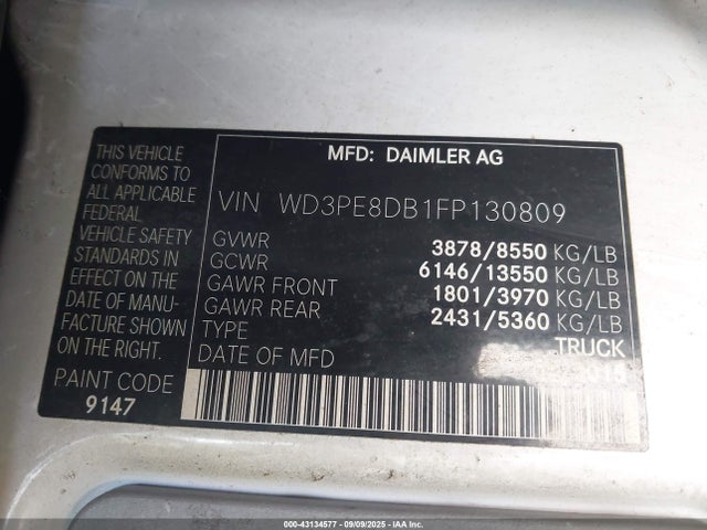 Mercedes-Benz 2015 2015 WD3PE8DB1FP130809 Image 9