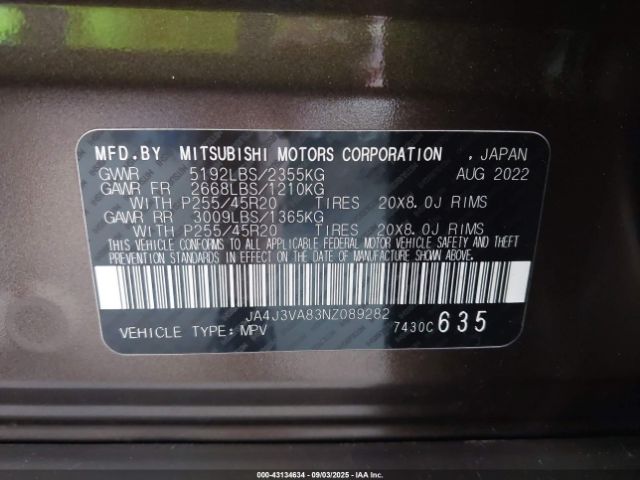 2022 MITSUBISHI OUTLANDER JA4J3VA83NZ089282 Photo 8