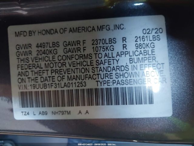 2020 ACURA TLX 19UUB1F31LA011253 Photo 8