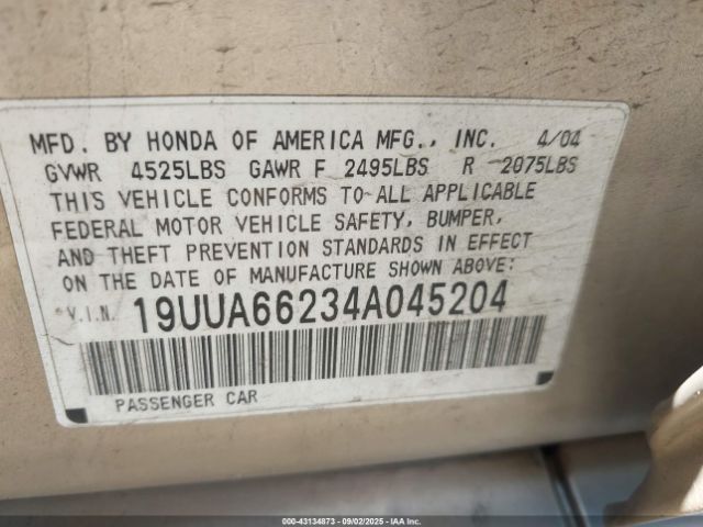 2004 ACURA TL 19UUA66234A045204 Photo 8