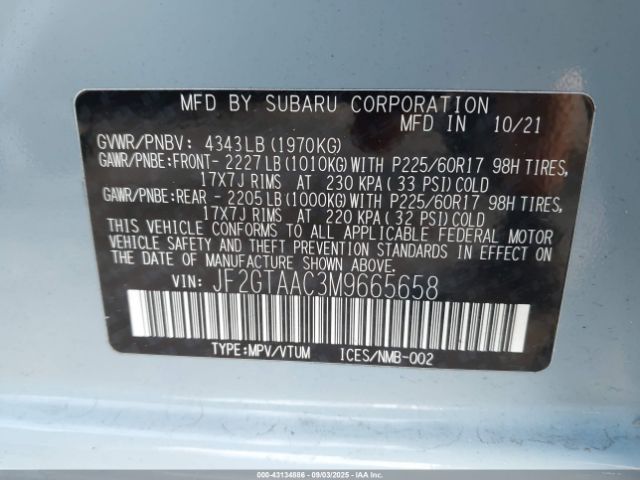 2021 SUBARU CROSSTREK JF2GTAAC3M9665658 Photo 8