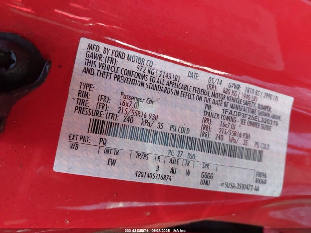 Ford Focus 2014 1FADP3F25EL320319 Image 9