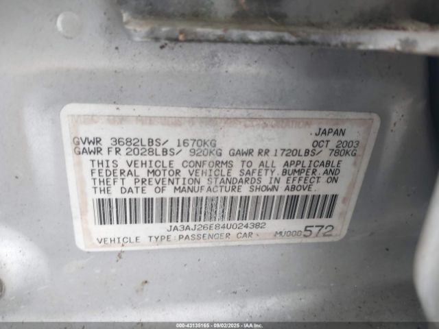 2004 MITSUBISHI LANCER JA3AJ26E84U024382 Photo 8